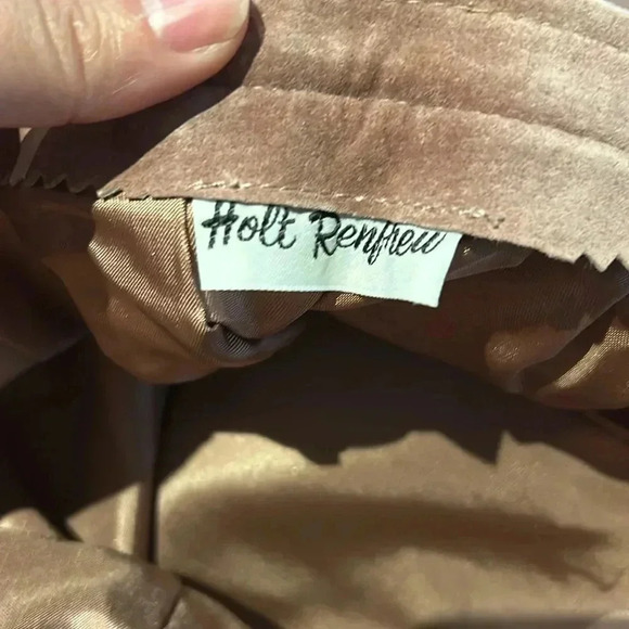 Vintage holt renfrew suede blush pink midi skirt middle slit in front - Picture 5 of 6